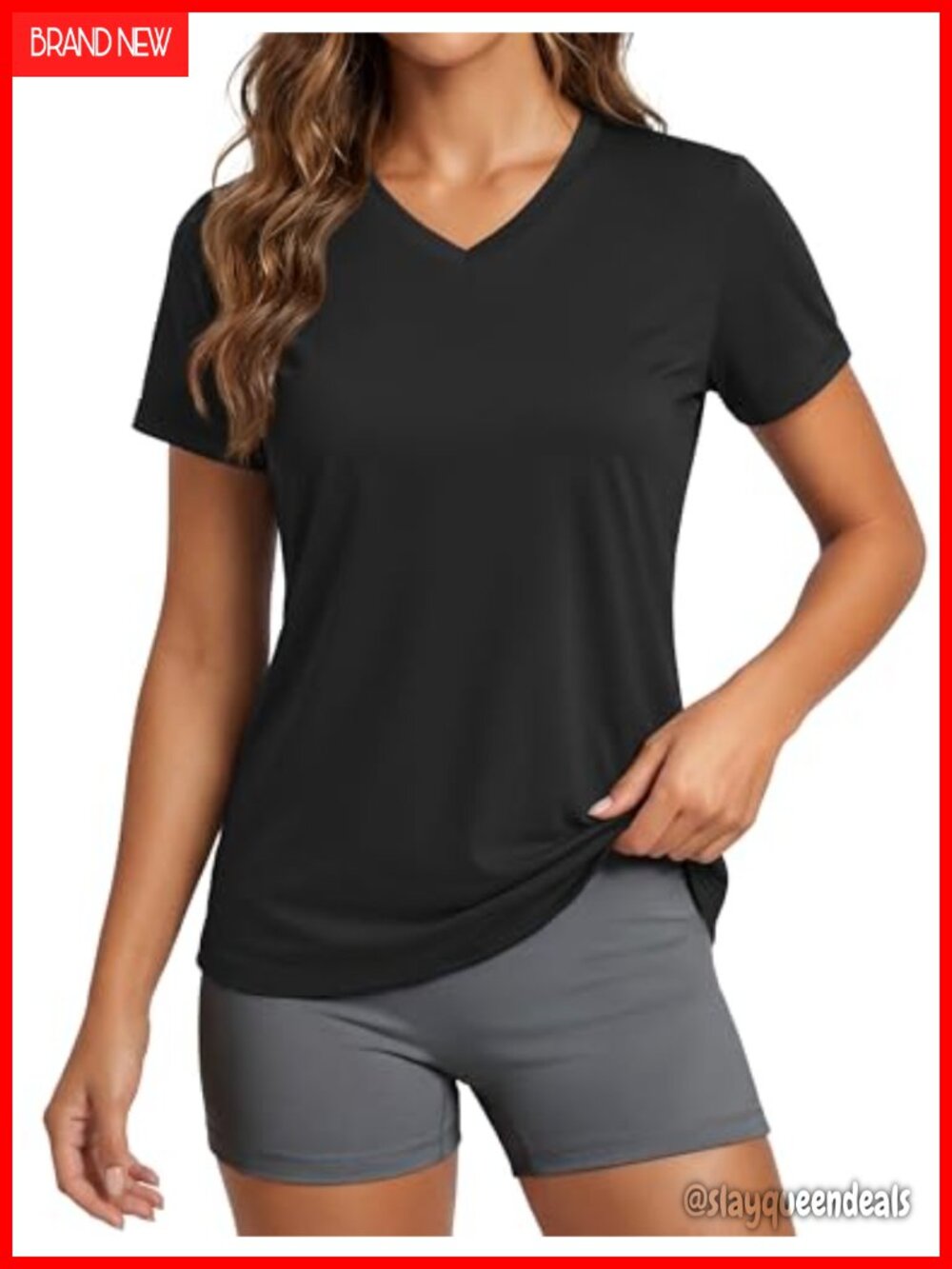 Women's Workout Top Short Sleeve UPF 50+ Quick Dry V-Neck Athletic Gym Tee